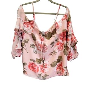 NWT Soho NY&C Floral Cold Shoulder Long Sleeve Blouse